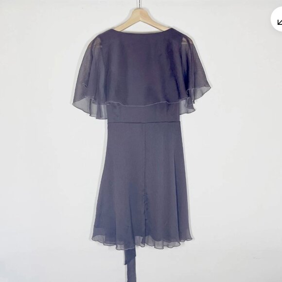Altar'd State Chiffon S Dress | Sheer Flutter Sleeves, Wrap, Romantic Purple EUC - Picture 3 of 3